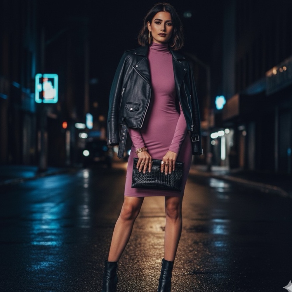 Susana Mónaco Bodycon Mock Neck Long Sleeve Dress